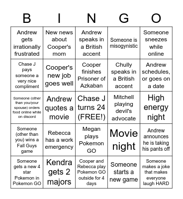 Untitled Bingo Card