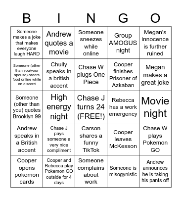 Untitled Bingo Card