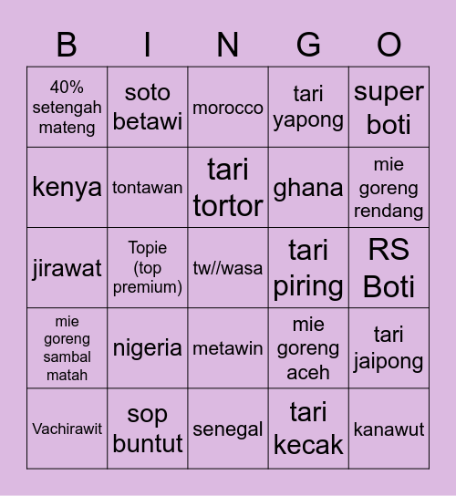 🧡 Bingo Card