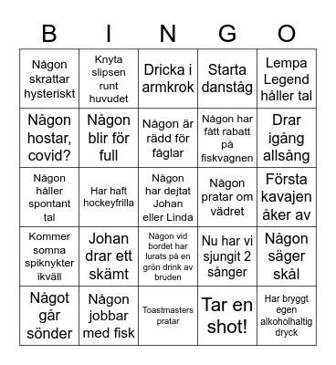 JERVANDER WEDDING Bingo Card