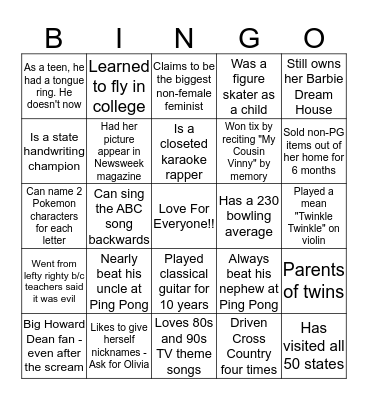 Dash/Tomasulo Wedding Guest Bingo Card