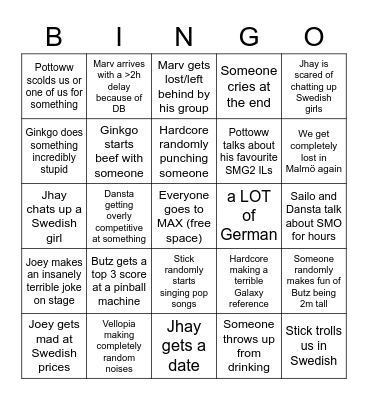 ESA Summer 2022 Bingo Card