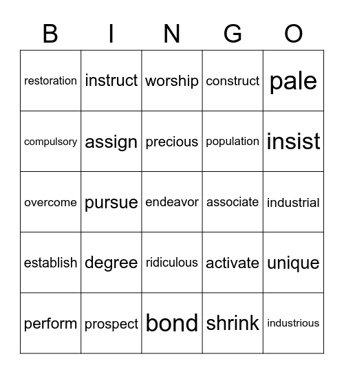 Day 12 Bingo Card