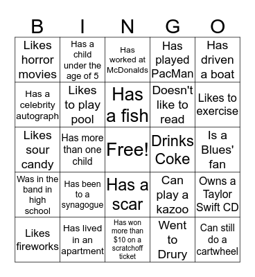 People Bingo Card