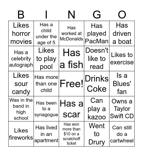 People Bingo Card