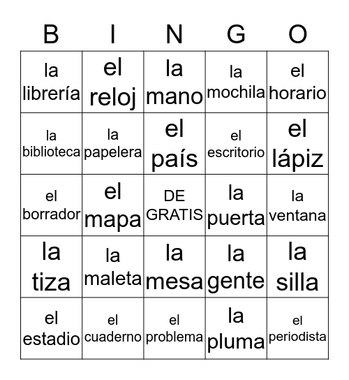Vocabulario: cap 1-3 Bingo Card