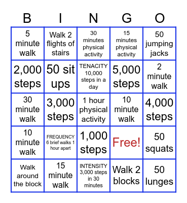 HB&A FITNESS CHALLENGE 3 Bingo Card