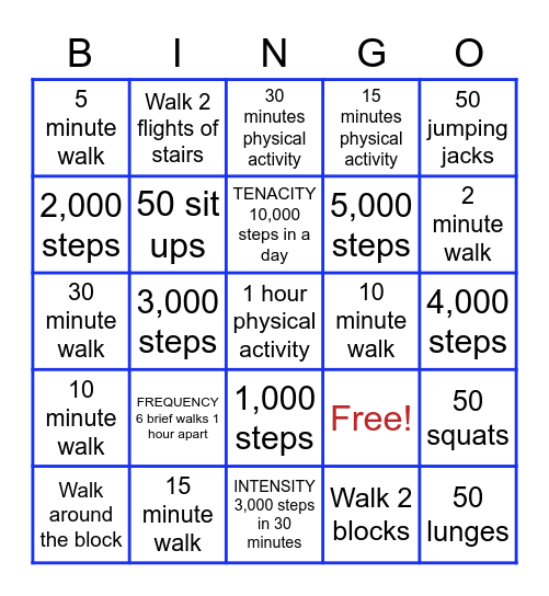 HB&A FITNESS CHALLENGE 3 Bingo Card