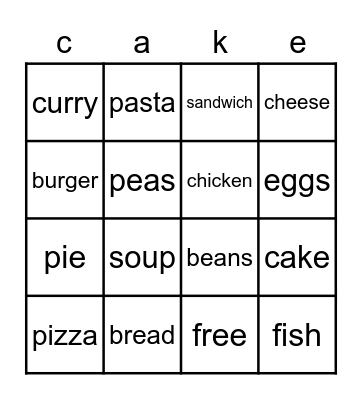 It's lunchtime......!!! Bingo Card