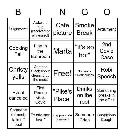 Summer Jam Bingo Card