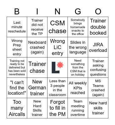 OPS Pain Bingo Card