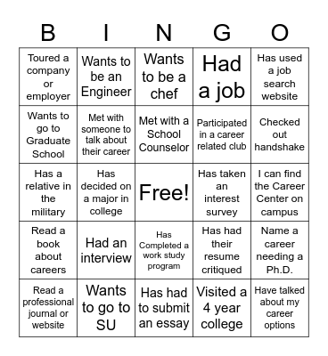 Career Bingo Card