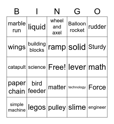 STEM Bingo Card