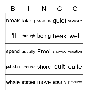 D Deck 4 Bingo Card