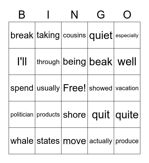 D Deck 4 Bingo Card