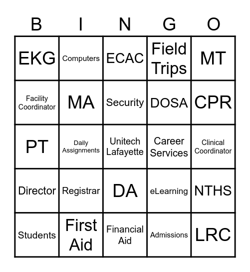 Team Building  Bingo Card