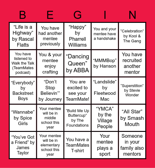 TEAMMATES FALL KICKOFF Bingo Card