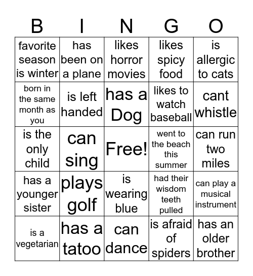 Distinguished Bingo Card