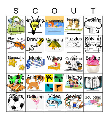 Girl Scout STEM Career Interest Bingo Card