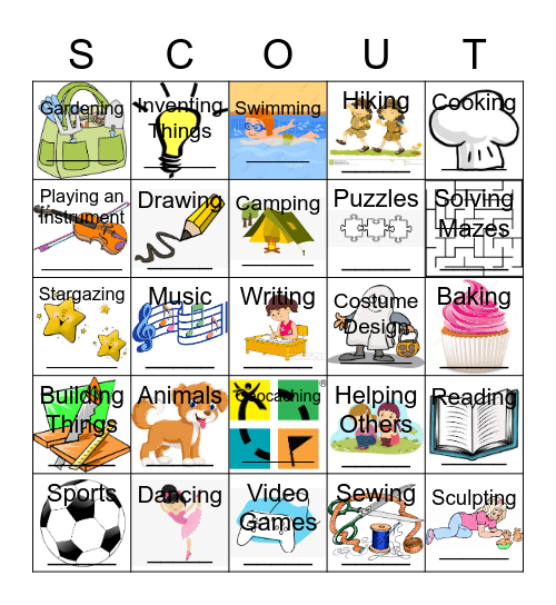 Girl Scout STEM Career Interest Bingo Card