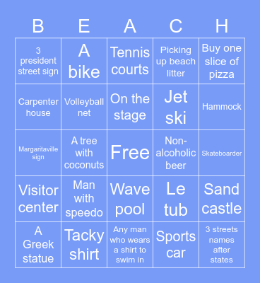 Hollywood picture bingo Card