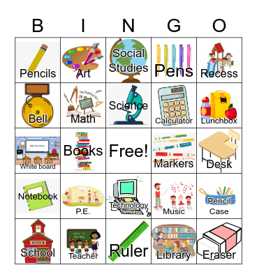 Back to School Bingo Card