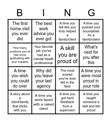Helping Profession Bingo Card