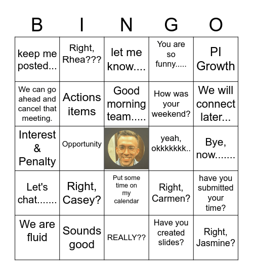 Charlie- isms Bingo Card