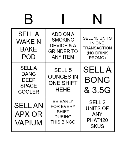 BINGO BONGO Bingo Card