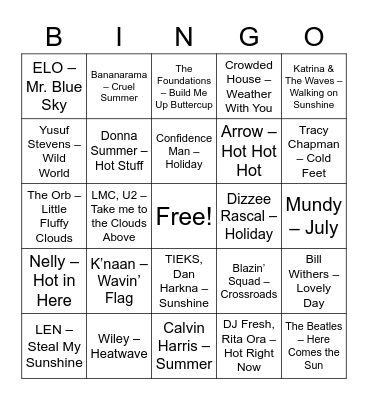 Heatwave Hits Bingo Card