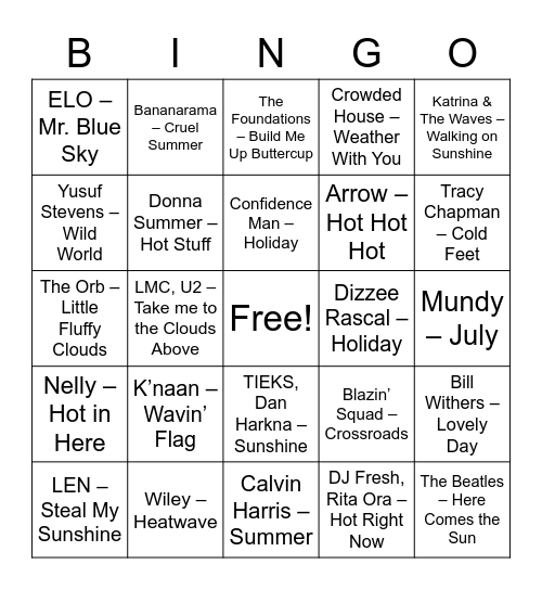 Heatwave Hits Bingo Card