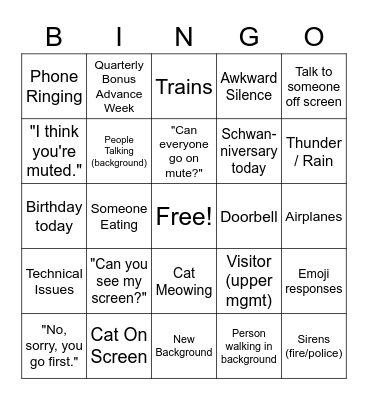 Ops & Support Bingo Card