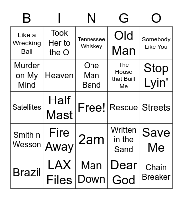 Music BINGO Card