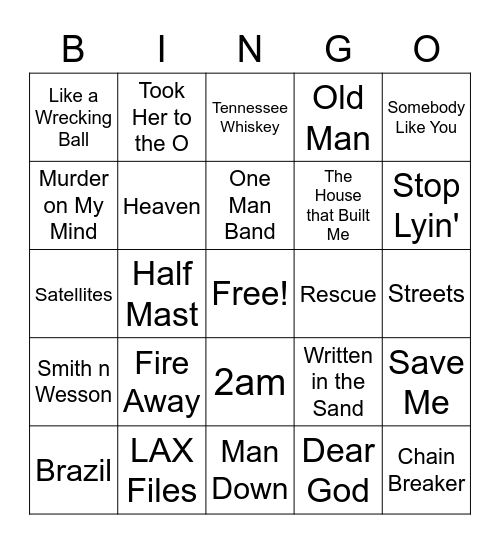 Music BINGO Card