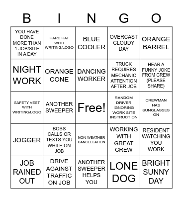 ON THE CLOCK                        SWEEPING BINGO Card