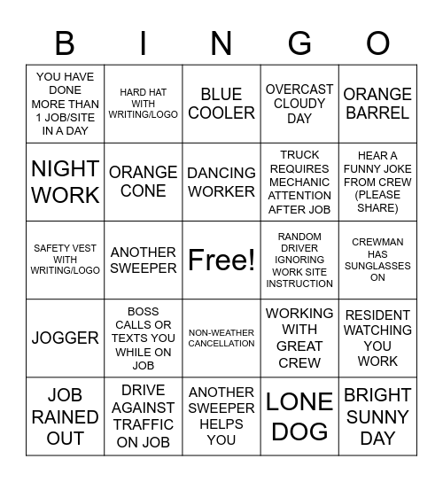 ON THE CLOCK                        SWEEPING BINGO Card