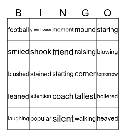 Lesson 4 (Pink Book) Bingo Card