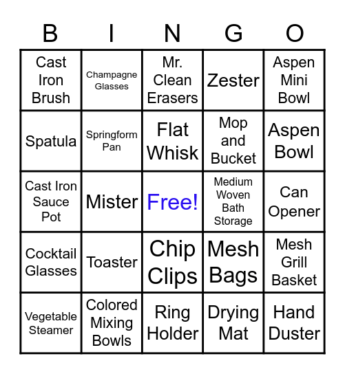 BRIDAL BINGO Card