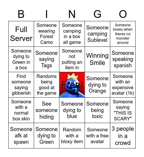 Rainbow Friends Bingo Card