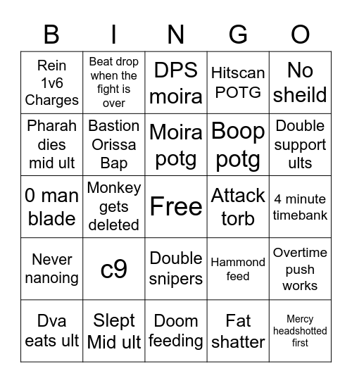 Quickplay Bingo Card