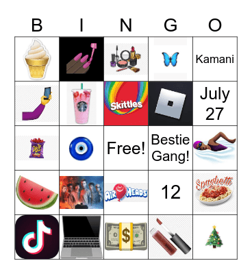 Kamani's Birthday Bingo Card