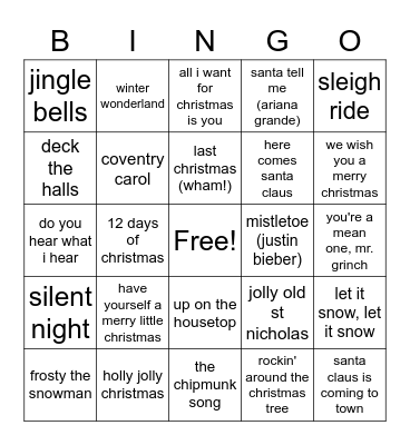 Christmas Bingo Card