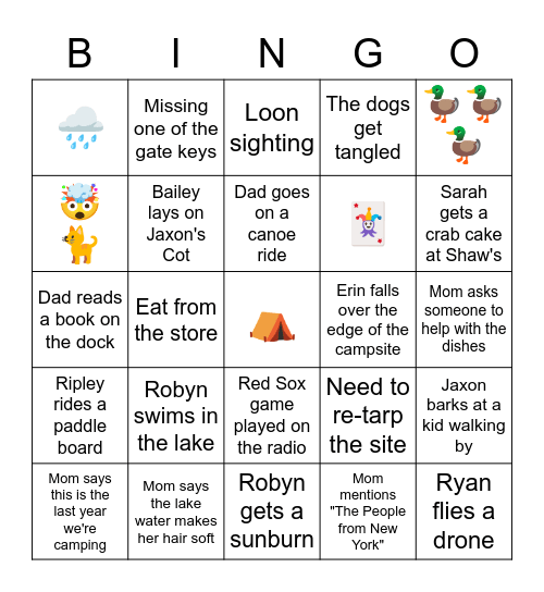 Lake Pemaquid 2022 Bingo Card