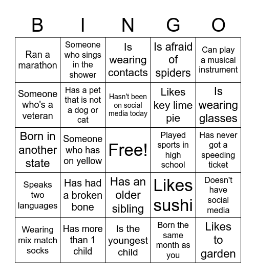 Super Hero Bingo Card