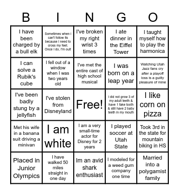 SPIRIT WEEK Bingo Card