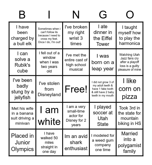 SPIRIT WEEK Bingo Card