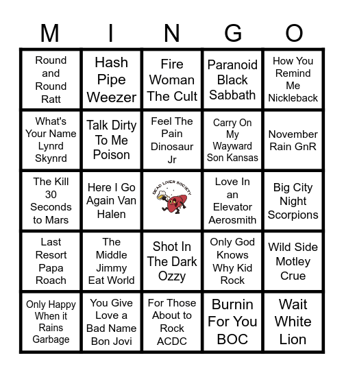 Arena Rock! Bingo Card