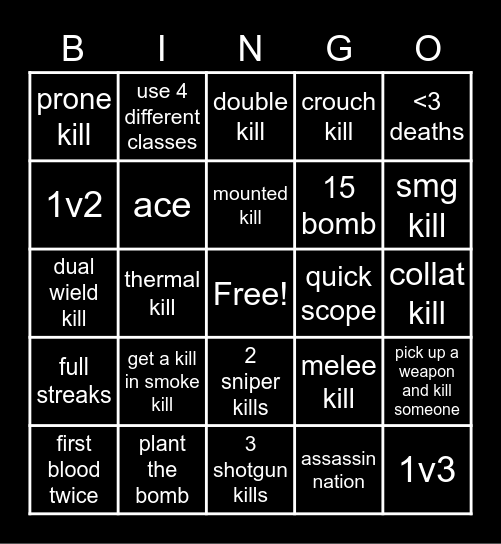 SND Bingo Card