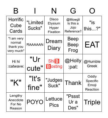 Alice Bingo Card