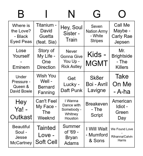 Connect22 Music Bingo Card
